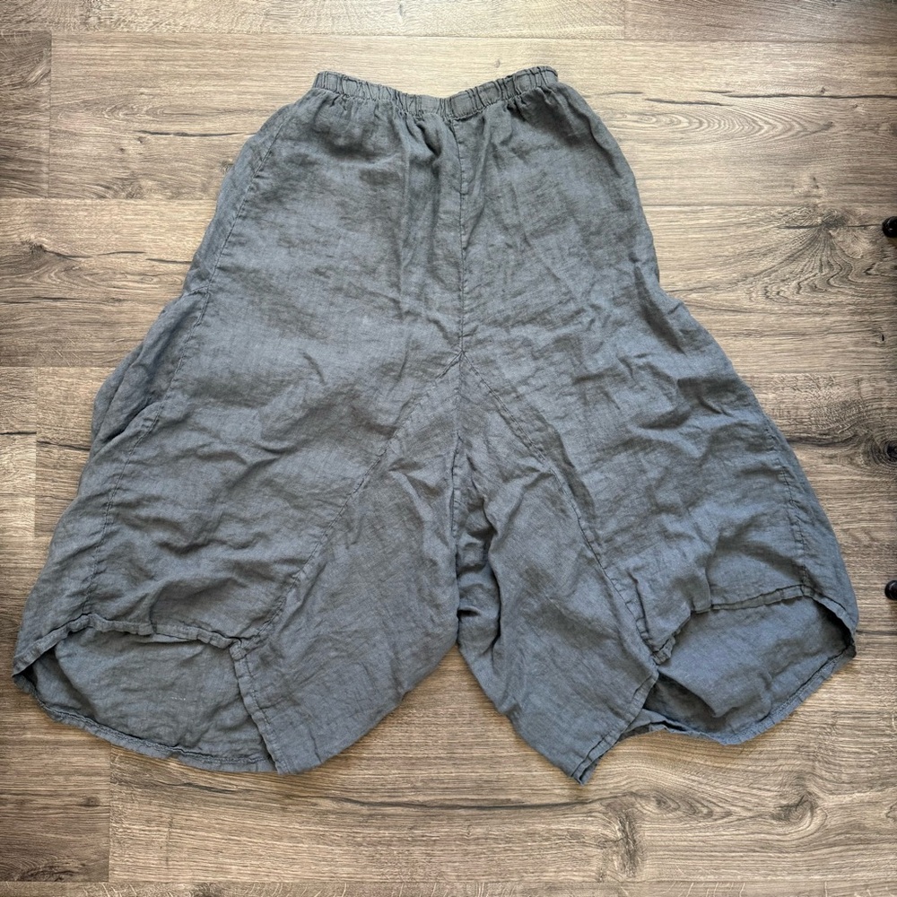 Dark Gray Harem Flowy 100% Linen Lagenlook Italy Pants Small/Medium Women